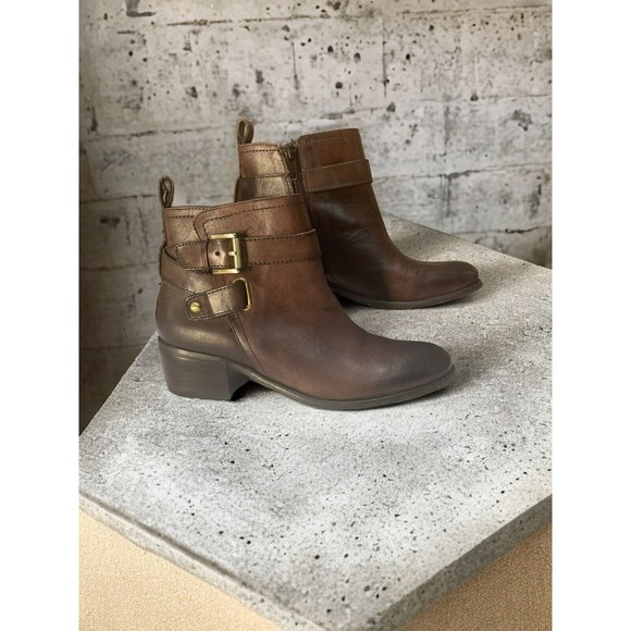 Arturo Chiang Ankle Boots Womens 6M Bryson Brown Leather Zip Up Bootie W/Buckles - Picture 12 of 12